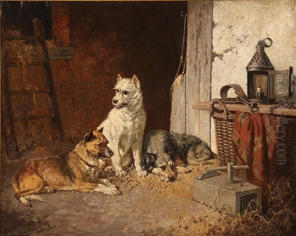 Dogs On Watch Oil Painting by Vincent de Vos