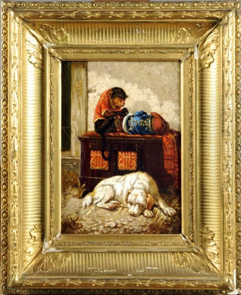 Singe Savant Et Chien Oil Painting by Vincent de Vos