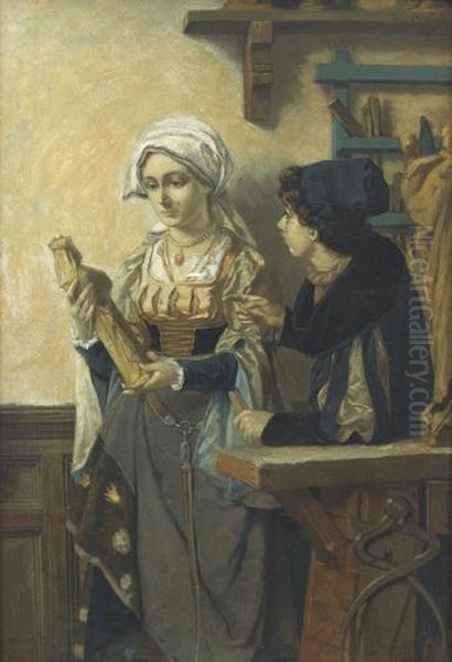 Elegante Dame Im Atelier Des Kunstlers Oil Painting by Julien Vriendt