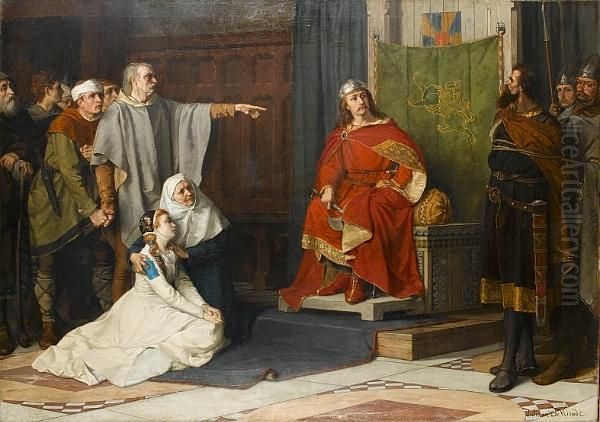 King Boudewijn's Judgment On One Of His Fellow Noblemen Oil Painting by Julien Vriendt