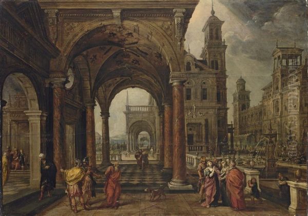 A Capriccio Oil Painting by Paul Vredeman de Vries