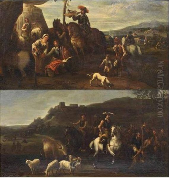 Sosta In Un Accampamento Oil Painting by Cornelis de Wael