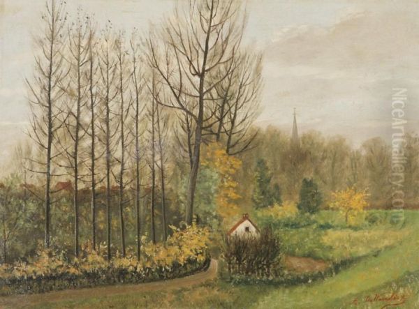 Landscape With High Trees And Bell Tower Oil Painting by Arthur De Waerhert