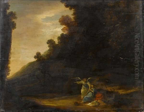 The Angel Appearing Before Hagar In Thewilderness Oil Painting by Gerrit de Wet