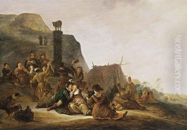 The Adoration Of The Golden Calf Oil Painting by Gerrit de Wet