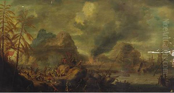 Turks In Battle Oil Painting by Jacob Jacobsz De Wet