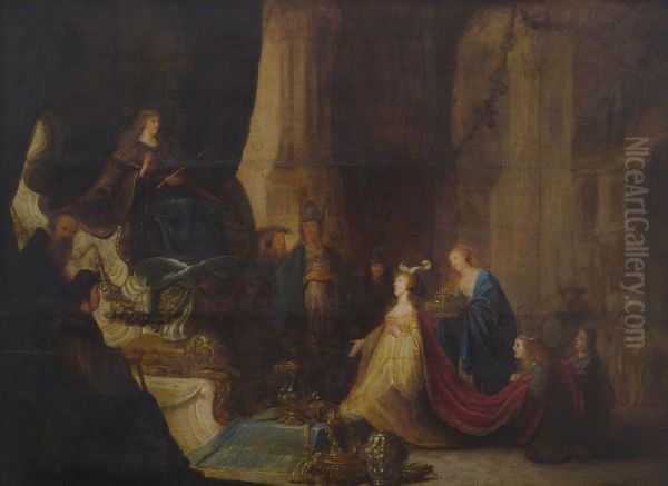 The Queen Of Sheba Before King Salomon Oil Painting by Jacob Willemsz de Wet the Elder