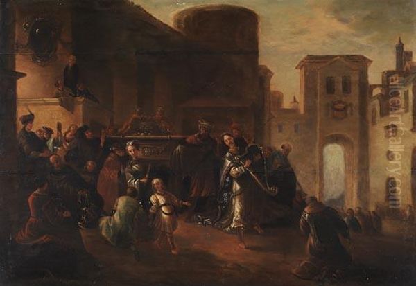 Konig David Zieht Mit Der Bundeslade In Jerusalem Ein Oil Painting by Jacob Willemsz de Wet the Elder