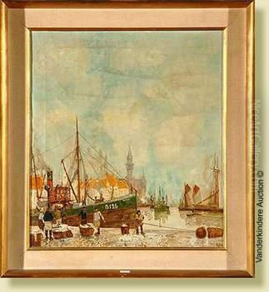 Port Anime Oil Painting by Auguste De Wever