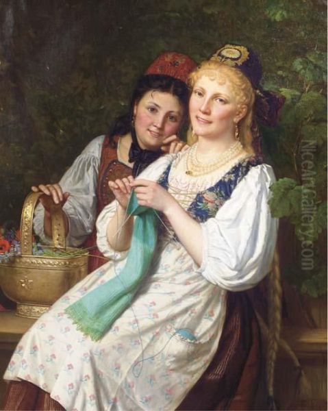 Les Arlesiennes Oil Painting by August De Wilde