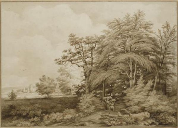 Paysage Arbore Avec Deux Femmes by Louis De Winter