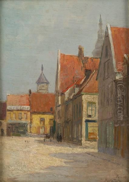 Ruelle A Furnes Oil Painting by Prosper De Wit