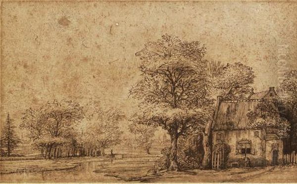 A Wooded Landscape With A Cottage Oil Painting by Pieter De With