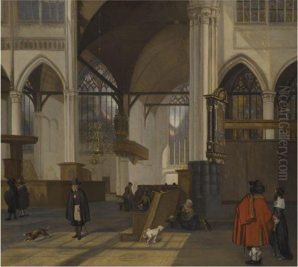 The Interior Of The Oude Kerk Oil Painting by Emanuel de Witte