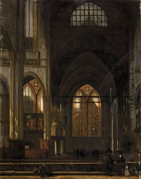 Le Transept De La Oude Kerk A Amsterdam Oil Painting by Emanuel de Witte