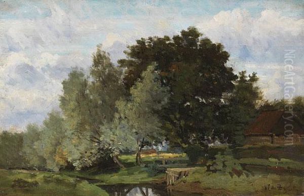 Landschaft Mit Bach Und Gehoft Oil Painting by Willem de Zwart