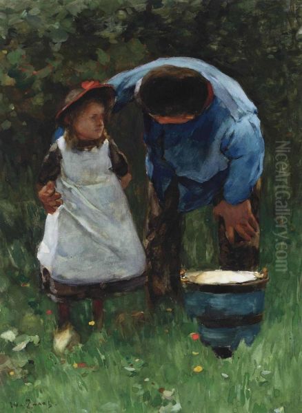 Father And Daughter Oil Painting by Willem de Zwart