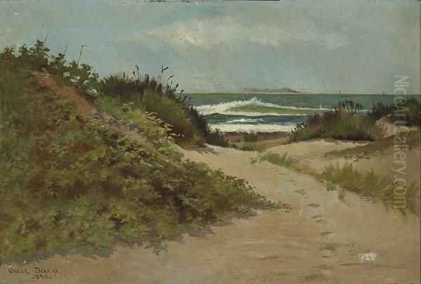 A Path Through Coastal Dunes, Thought To Beocean Beach, San Francisco Oil Painting by Oscar Deakin