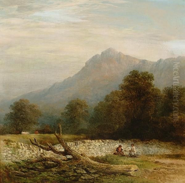 View Near Conway, North Wales Oil Painting by Peter Deakin