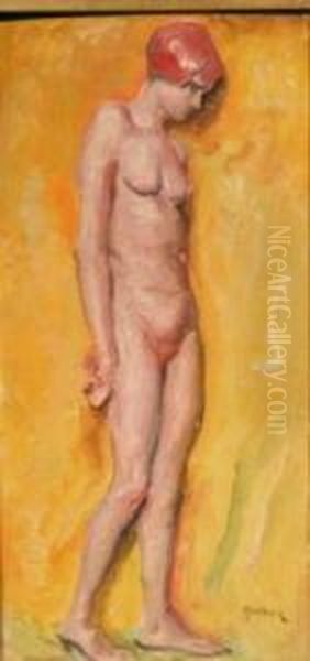 Standing Female Nude Oil Painting by Walter Dean Goldbeck