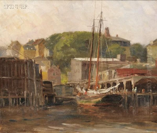 Gloucester Wharf Oil Painting by Walter Lofthouse Dean