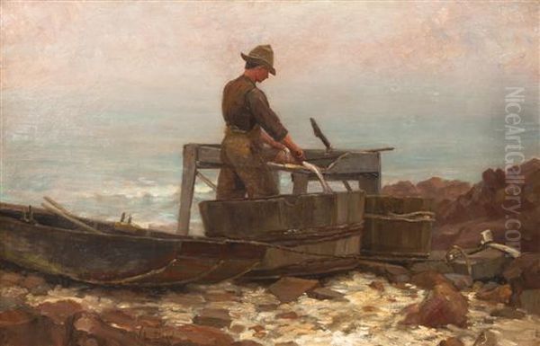 Fisherman Of Owls Head, Coast Of Maine Oil Painting by Walter Lofthouse Dean