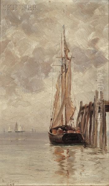 View Of A Boat By A Dock Oil Painting by Walter Lofthouse Dean