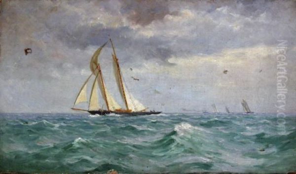 Marine Scene With Racing Schooners Oil Painting by Walter Lofthouse Dean