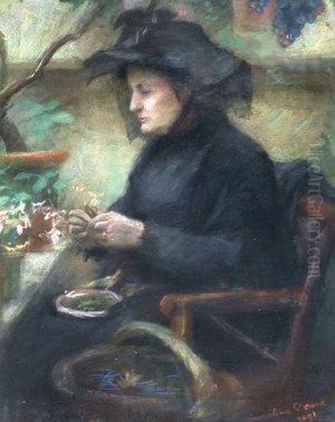 Potting Fushias Oil Painting by Emmeline Deane