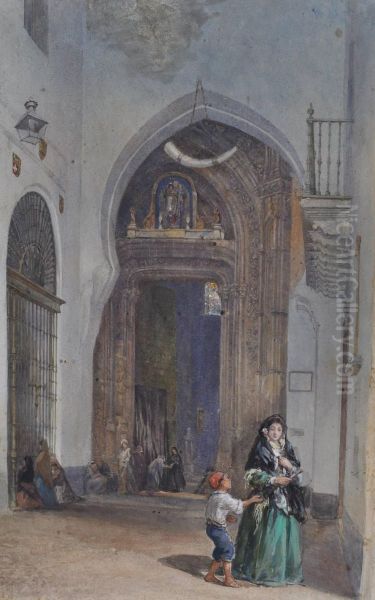 Interior Scene In Seville Cathedral Oil Painting by William Wood Deane