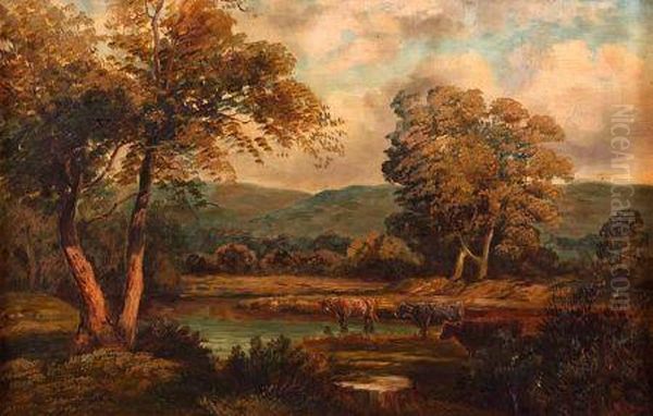 Inscribed Verso Scene At Balla Brooie Sulby Oil Painting by Raymond Dearn