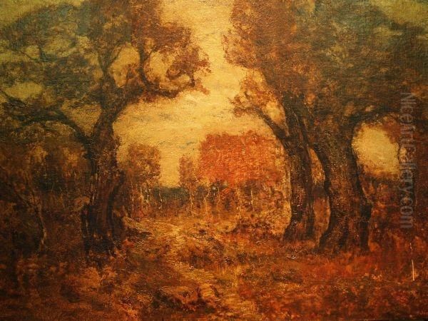 Wooded Path In Autumn Oil Painting by Henry Golden Dearth