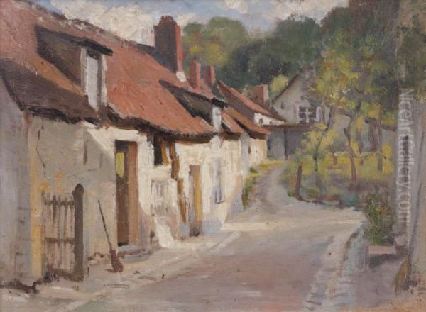 Rue De Village Oil Painting by Edouard Bernard Debat-Ponsan