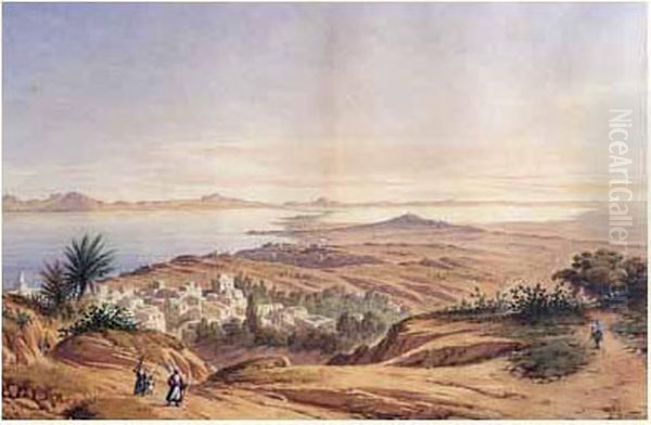 Carthage, Vue Prise Du Village De Sidi-bou-said Oil Painting by Alexandre Debelle