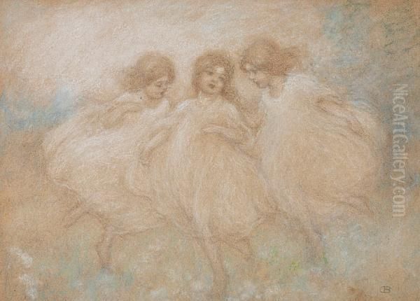 Three Girls Oil Painting by Charles Ernest Debelle