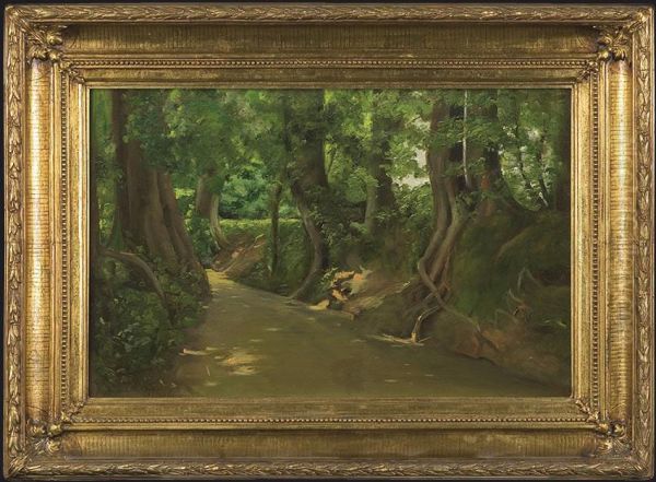 Forest Stream Oil Painting by Stanislaw M. Debicki