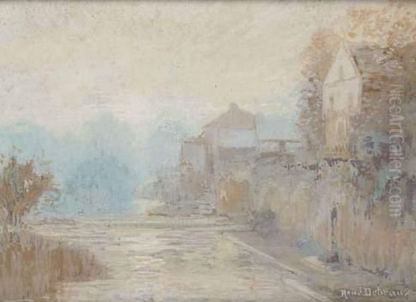 Vue D'un Canal, Le Matin Oil Painting by Rene Charles Louis Debraux