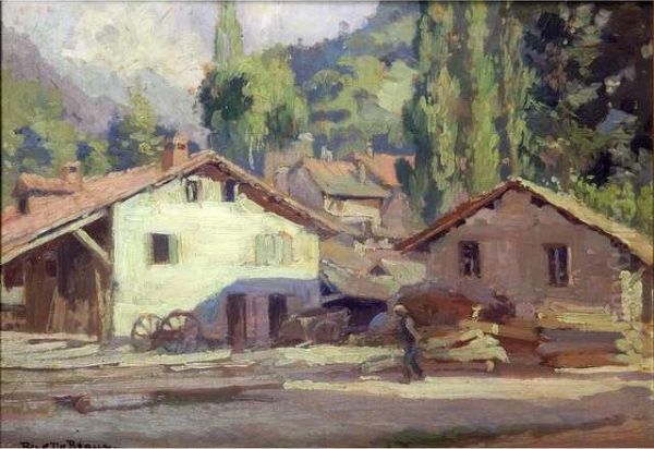 :allevard-les-bains Oil Painting by Rene Charles Louis Debraux