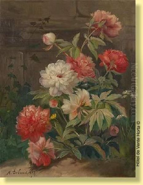 Jardin Fleuri De Pivoines Oil Painting by Alexandre Debrus