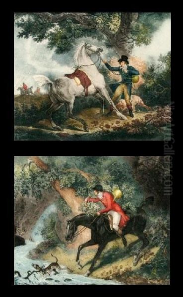 Chasseur Egare And Cheval Effraye Par La Foudre Oil Painting by Philibert-Louis Debucourt