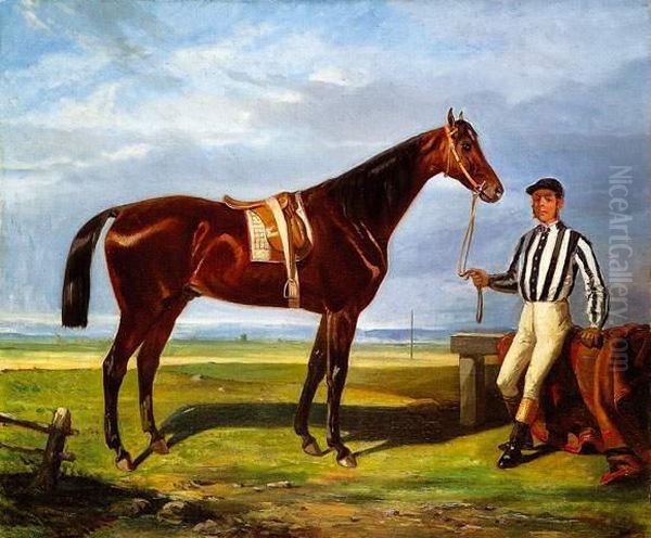 Cheval Et Son Jockey, 1863 Oil Painting by Alfred Decaen