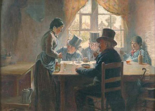  L'auberge A Allery, 1888  Oil Painting by Albert Decamps