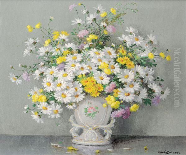 Marguerites Dans Un Vase De Porcelaine Oil Painting by Maurice Decamps