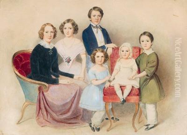 Ritratto Di Famiglia Con Molte Figure Oil Painting by Albert Decker