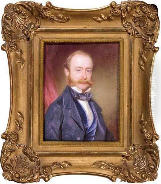 Portrait Of Graf Paul Palffy, Depicted Half Length Wearing A Blue Suit Oil Painting by Gabriel Decker