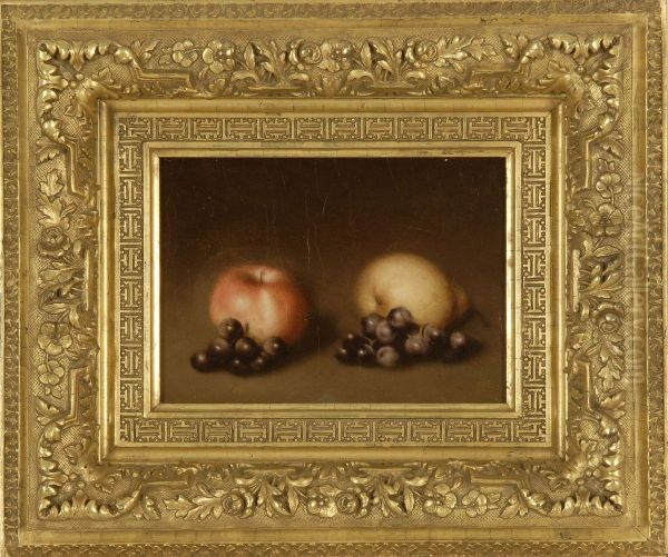 Still Life With Apple, Pear, And Grapes Oil Painting by Joseph Decker