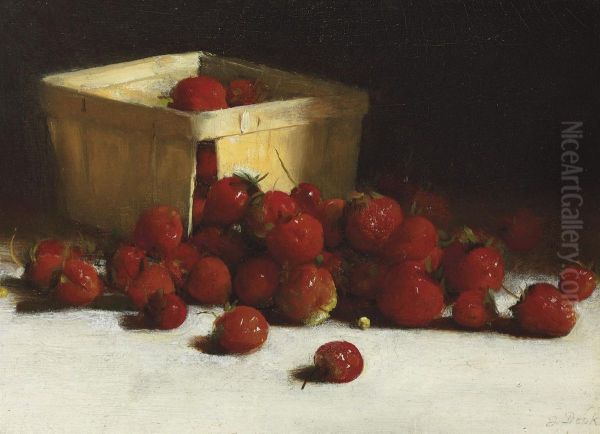 Still Life With Strawberries Oil Painting by Joseph Decker