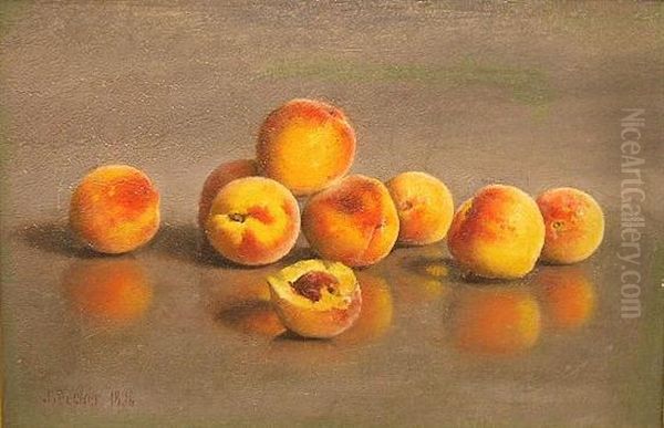 Peach Still Life Oil Painting by Joseph Decker