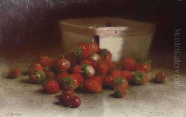 Strawberries And Upright Box Oil Painting by Joseph Decker