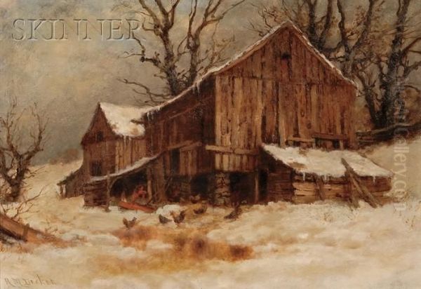 The Old Barn After A Thaw Oil Painting by Robert Melvin Decker